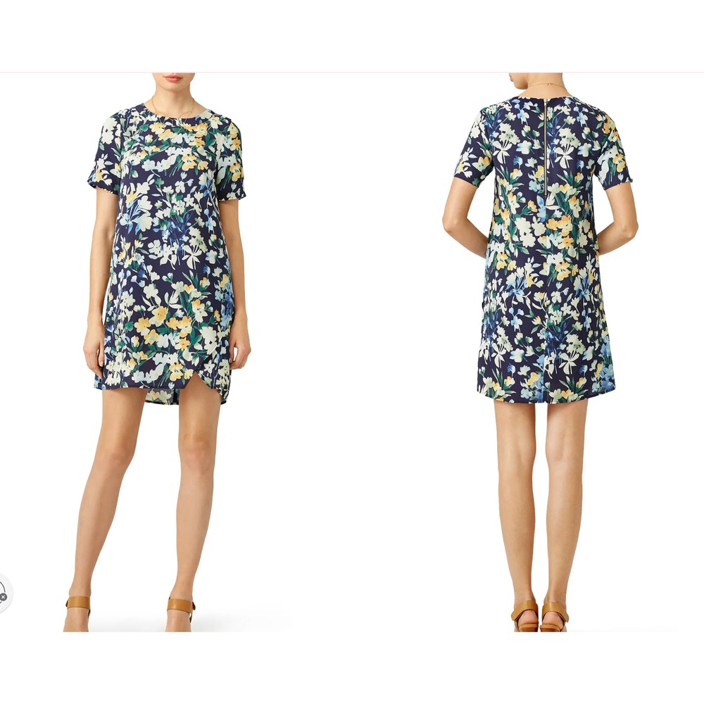 Slate & Willow Women Sz‎ 4 Blue Floral Throw Shift Dress